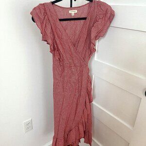 Max Studio Gingham Print Red Ruffle Dress - Small